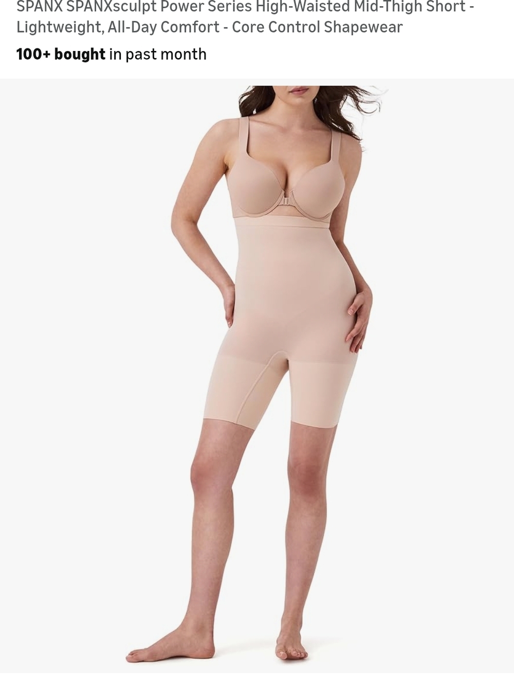 SPANX High-Waist Mid-Thigh Shaper Short in Nude Blush